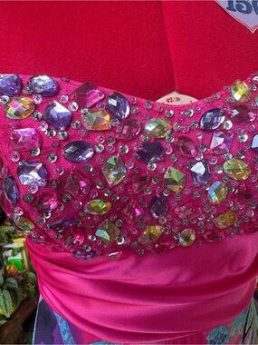 Vintage Hot Pink Jeweled Bustier Dress Top